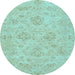 Round Machine Washable Abstract Light Blue Modern Rug, wshabs3563lblu