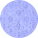 Round Machine Washable Abstract Blue Modern Rug, wshabs3563blu