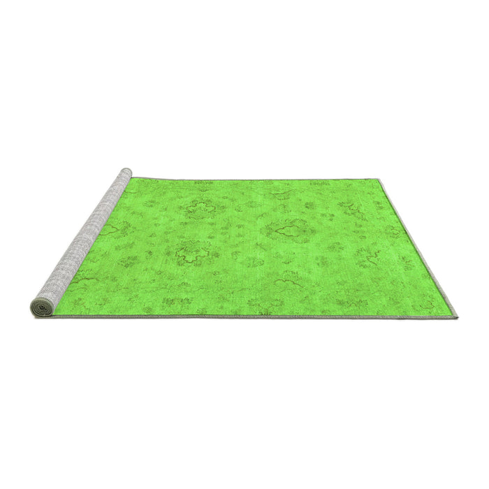 Sideview of Machine Washable Abstract Green Modern Area Rugs, wshabs3563grn