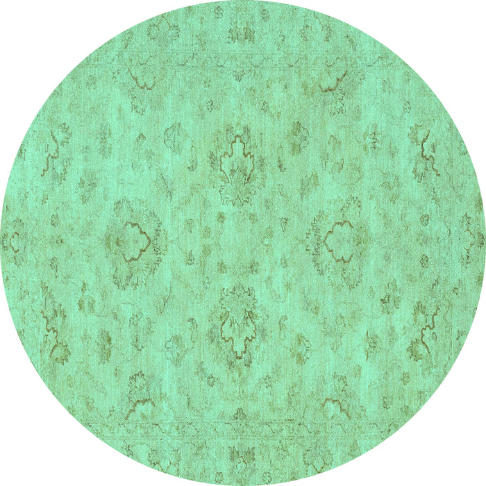 Round Machine Washable Abstract Turquoise Modern Area Rugs, wshabs3563turq