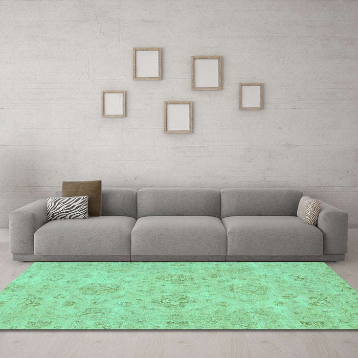 Machine Washable Abstract Turquoise Modern Area Rugs in a Living Room,, wshabs3563turq
