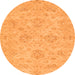 Round Machine Washable Abstract Orange Modern Area Rugs, wshabs3563org