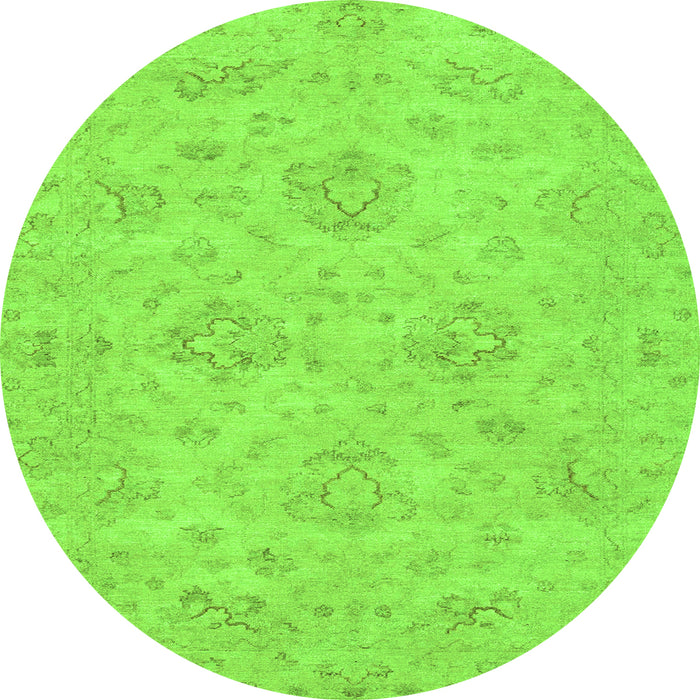 Round Abstract Green Modern Rug, abs3563grn