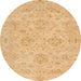 Round Abstract Orange Modern Rug, abs3563