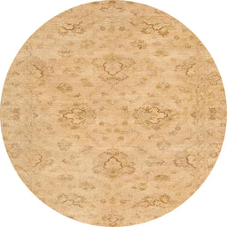 Round Machine Washable Abstract Orange Rug, wshabs3563