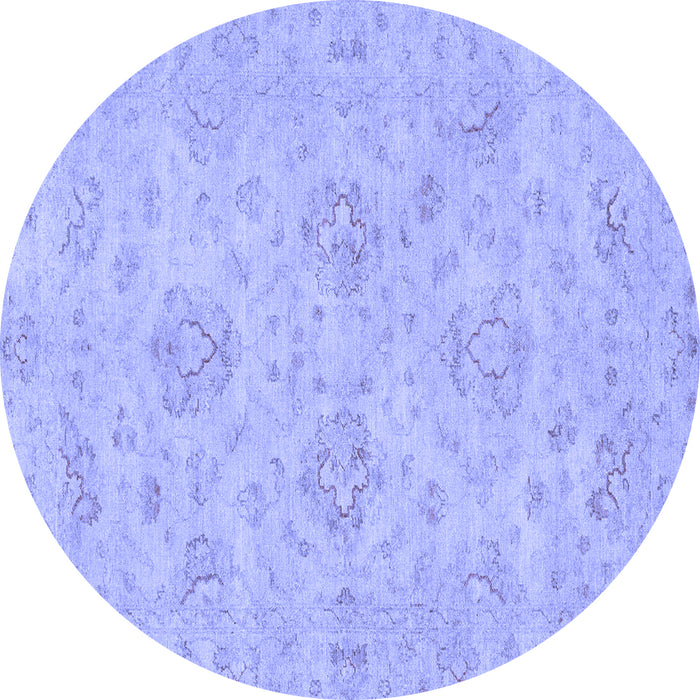 Round Abstract Blue Modern Rug, abs3563blu