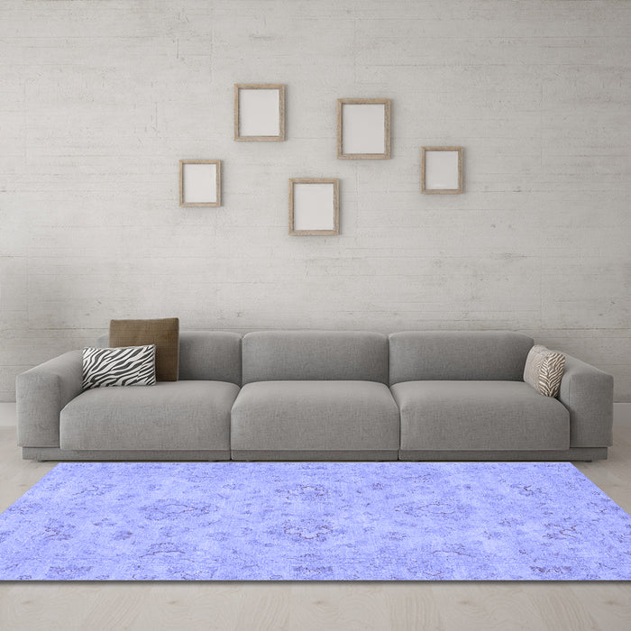 Machine Washable Abstract Blue Modern Rug in a Living Room, wshabs3563blu