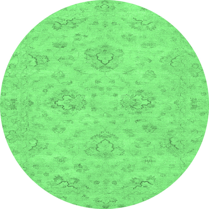 Round Machine Washable Abstract Emerald Green Modern Area Rugs, wshabs3563emgrn