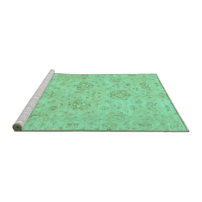 Sideview of Machine Washable Abstract Turquoise Modern Area Rugs, wshabs3563turq