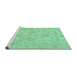 Sideview of Machine Washable Abstract Turquoise Modern Area Rugs, wshabs3563turq