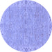 Round Machine Washable Abstract Blue Modern Rug, wshabs3564blu