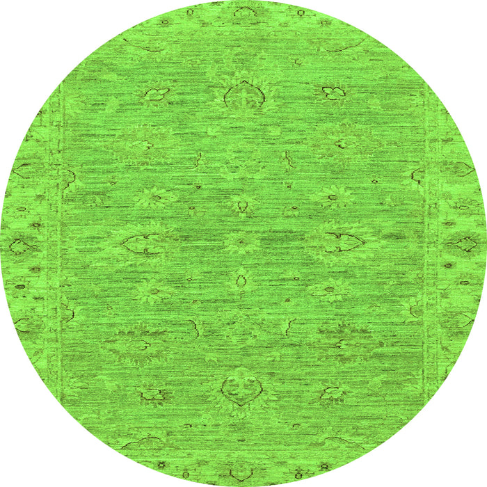 Round Machine Washable Abstract Green Modern Area Rugs, wshabs3564grn