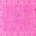 Square Machine Washable Abstract Pink Modern Rug, wshabs3564pnk