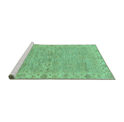 Sideview of Machine Washable Abstract Turquoise Modern Area Rugs, wshabs3564turq