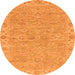 Round Machine Washable Abstract Orange Modern Area Rugs, wshabs3564org