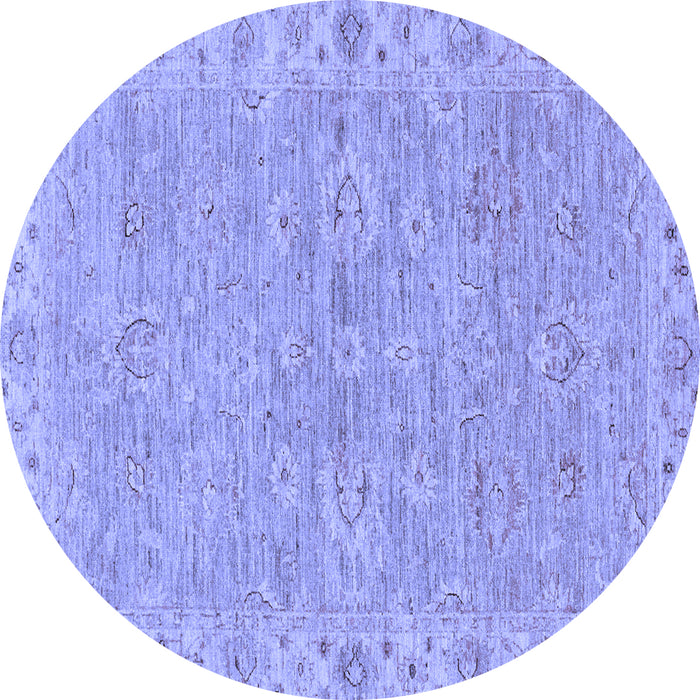 Round Abstract Blue Modern Rug, abs3564blu