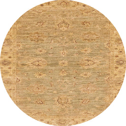 Round Machine Washable Abstract Orange Rug, wshabs3564