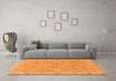 Machine Washable Abstract Orange Modern Area Rugs in a Living Room, wshabs3564org