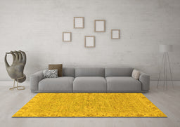 Machine Washable Abstract Yellow Modern Rug in a Living Room, wshabs3564yw