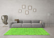 Machine Washable Abstract Green Modern Area Rugs in a Living Room,, wshabs3564grn