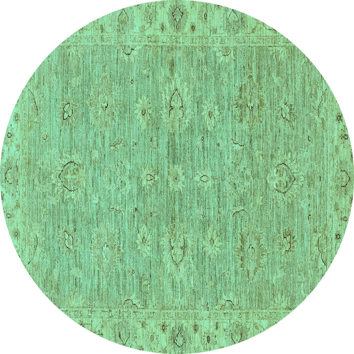 Round Abstract Turquoise Modern Rug, abs3564turq
