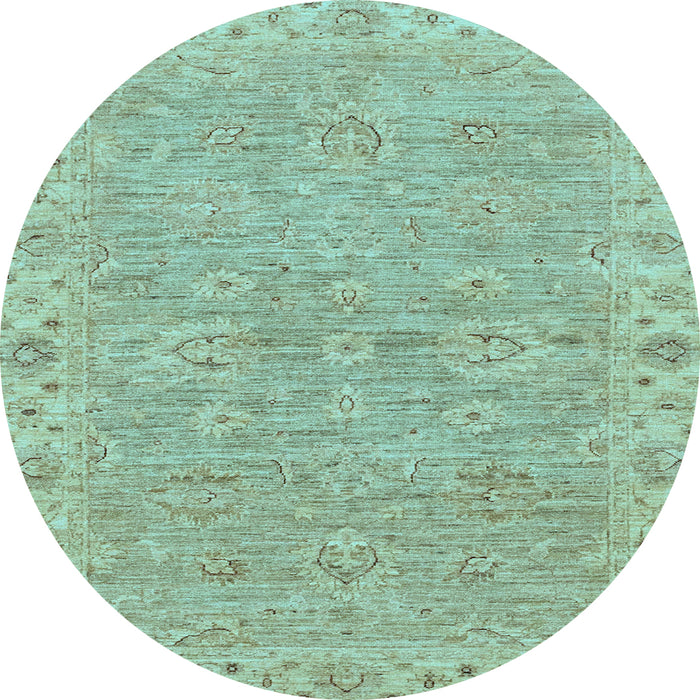 Round Abstract Light Blue Modern Rug, abs3564lblu