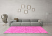 Machine Washable Abstract Pink Modern Rug in a Living Room, wshabs3564pnk