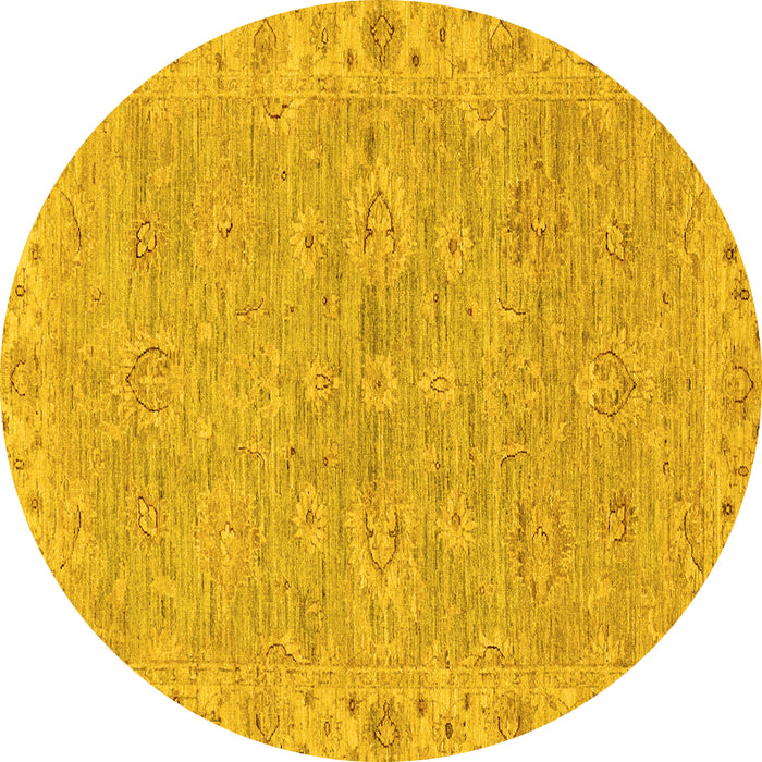 Round Abstract Yellow Modern Rug, abs3564yw