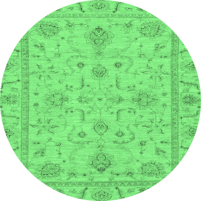 Round Abstract Emerald Green Modern Rug, abs3565emgrn