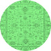 Round Abstract Emerald Green Modern Rug, abs3565emgrn