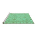 Sideview of Machine Washable Abstract Turquoise Modern Area Rugs, wshabs3565turq