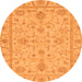 Round Machine Washable Abstract Orange Modern Area Rugs, wshabs3565org