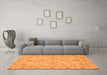 Machine Washable Abstract Orange Modern Area Rugs in a Living Room, wshabs3565org