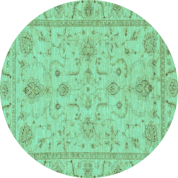 Round Machine Washable Abstract Turquoise Modern Area Rugs, wshabs3565turq