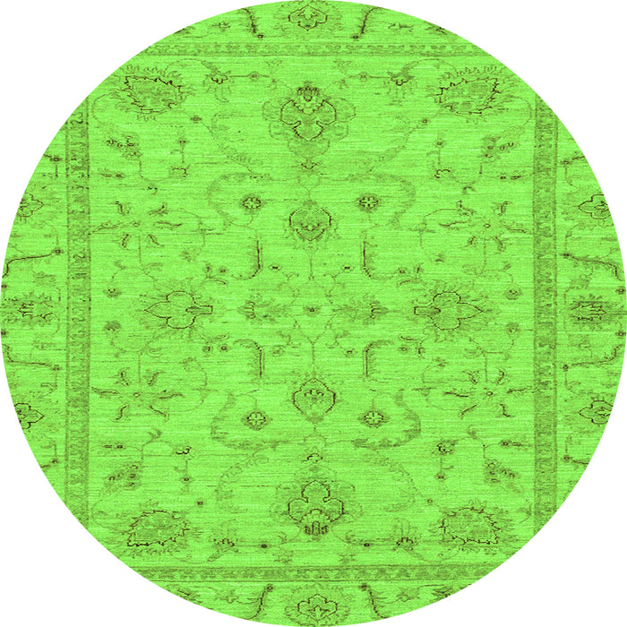 Round Machine Washable Abstract Green Modern Area Rugs, wshabs3565grn