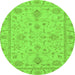 Round Machine Washable Abstract Green Modern Area Rugs, wshabs3565grn