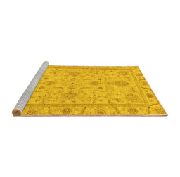 Sideview of Machine Washable Abstract Yellow Modern Rug, wshabs3565yw