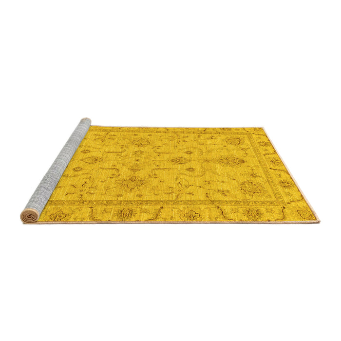 Sideview of Machine Washable Abstract Yellow Modern Rug, wshabs3565yw