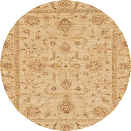 Round Machine Washable Abstract Orange Rug, wshabs3565