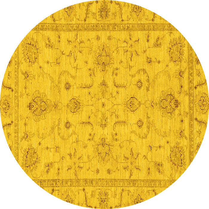 Round Machine Washable Abstract Yellow Modern Rug, wshabs3565yw