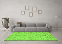 Machine Washable Abstract Green Modern Rug, wshabs3565grn