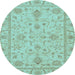 Round Abstract Light Blue Modern Rug, abs3565lblu