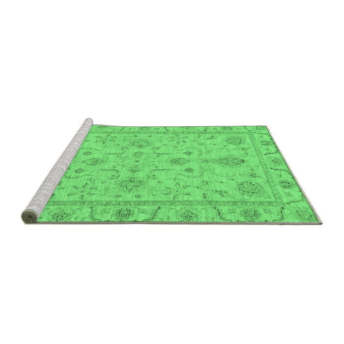 Sideview of Machine Washable Abstract Emerald Green Modern Area Rugs, wshabs3565emgrn