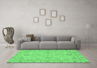 Machine Washable Abstract Emerald Green Modern Rug, wshabs3565emgrn