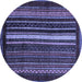 Round Machine Washable Abstract Blue Modern Rug, wshabs3566blu