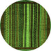 Round Machine Washable Abstract Green Modern Area Rugs, wshabs3566grn