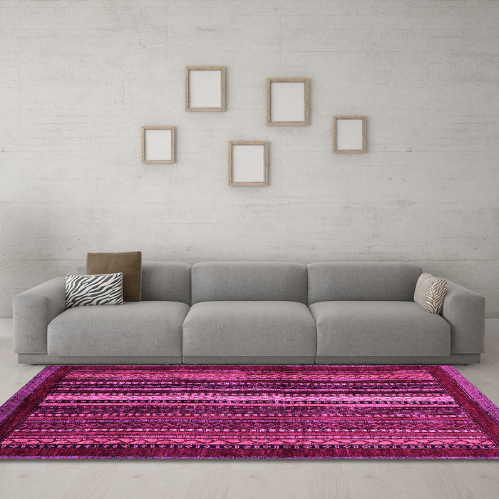 Machine Washable Abstract Pink Modern Rug in a Living Room, wshabs3566pnk