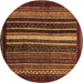 Round Abstract Brown Modern Rug, abs3566brn