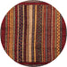 Round Abstract Dark Red Modern Rug, abs3566