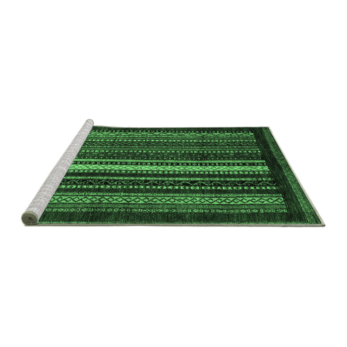 Sideview of Machine Washable Abstract Emerald Green Modern Area Rugs, wshabs3566emgrn
